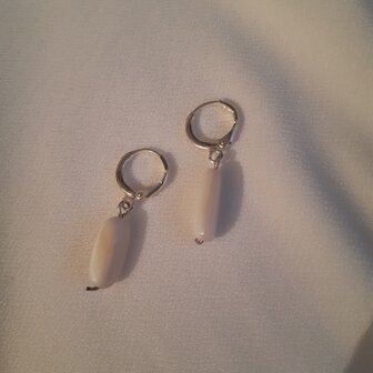 Oorbellen zilver pearl stone