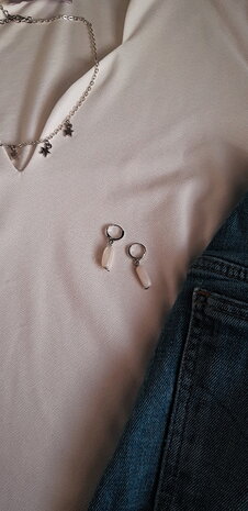 Oorbellen zilver pearl stone