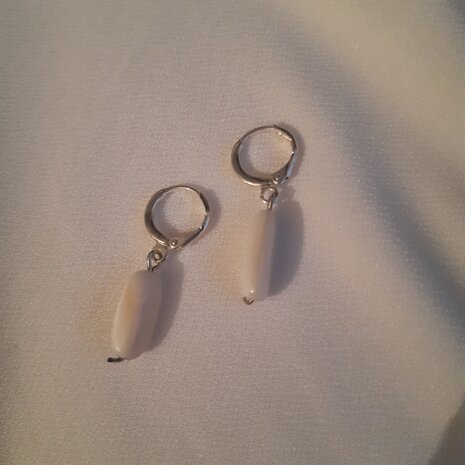 Oorbellen zilver pearl stone