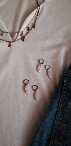 Oorbellen zilver pearl stone
